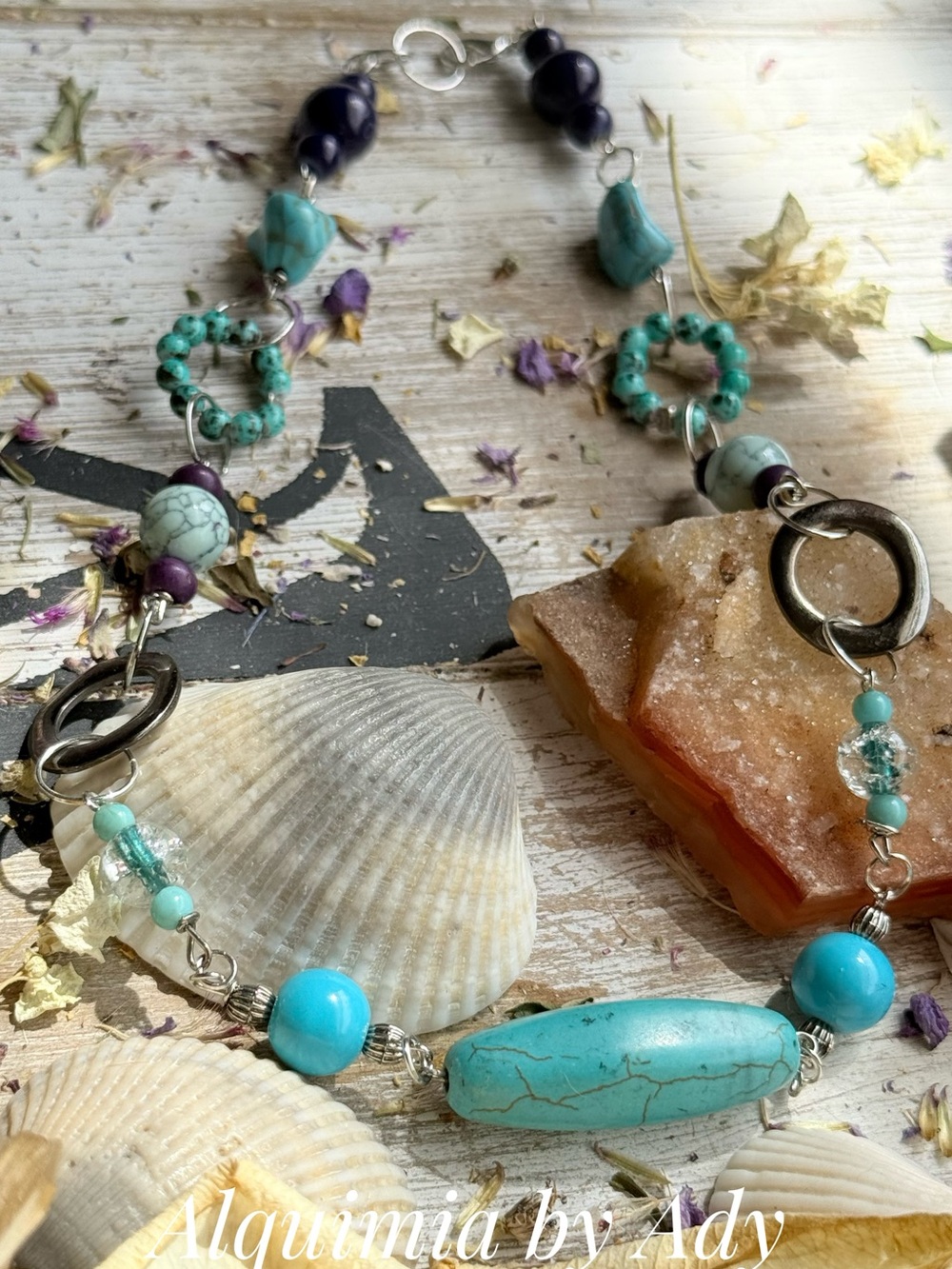 Alquimia Turquoise and Purple Mixed Bead Necklace
